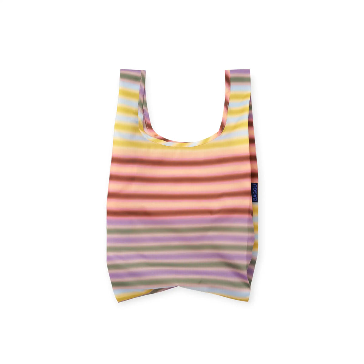 Gradient stripe Baby Baggu bag, open-top mini tote with loop handles
