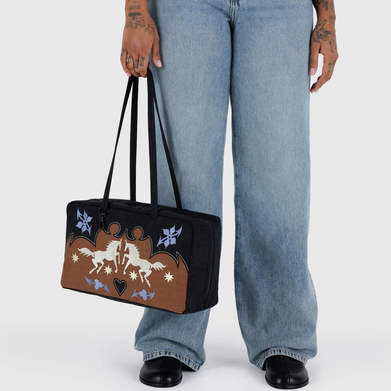 Baggu Medium Nylon Bowler Bag - Western Applique