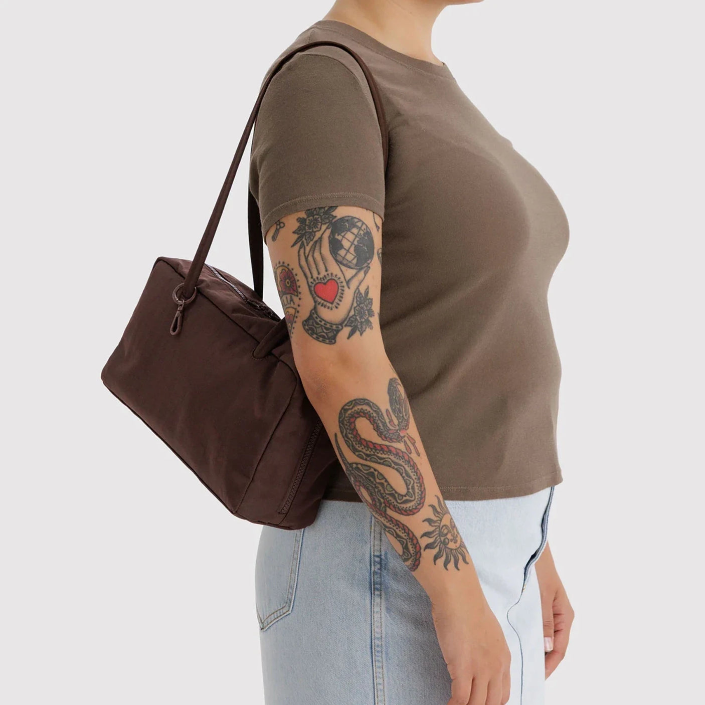 Baggu Nylon Bowler Bag - Coffee