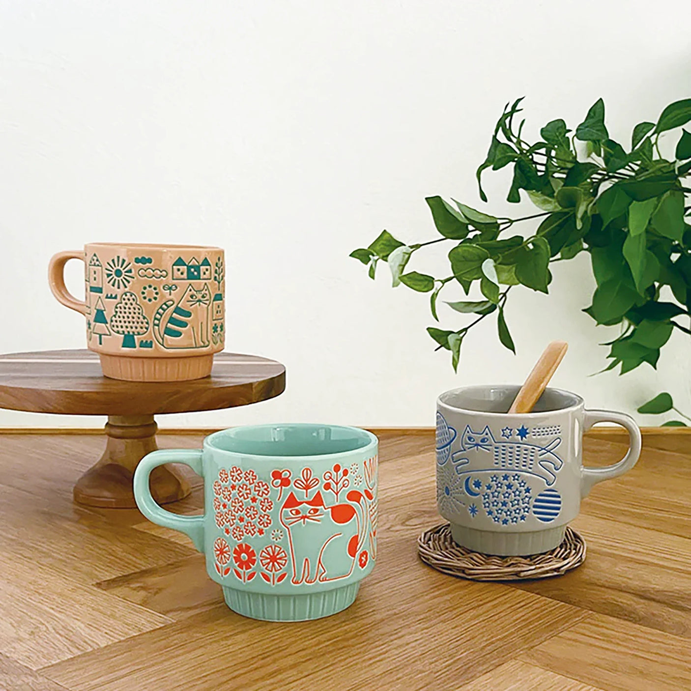 Decole Stackable Mug - Universe Cat