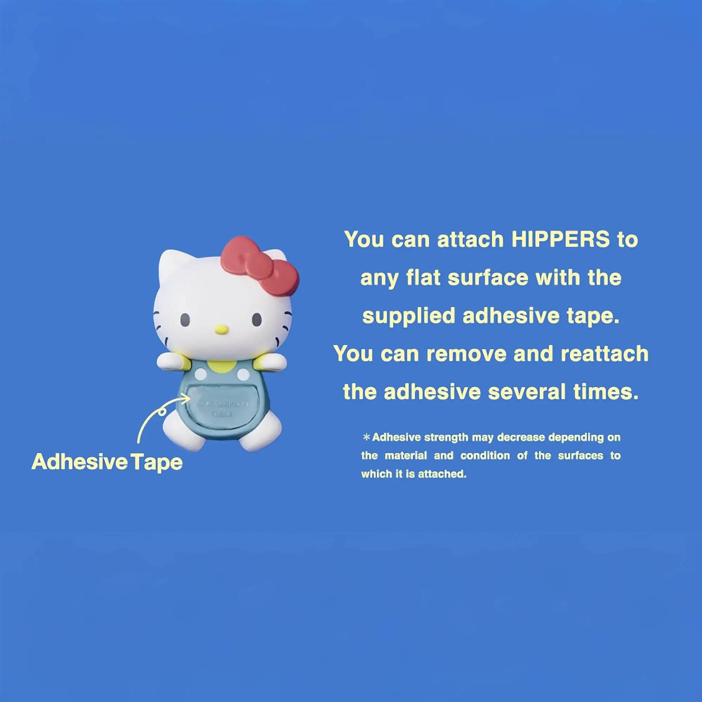 Hello Kitty Hippers adhesive tape instructions card with attached mini figure