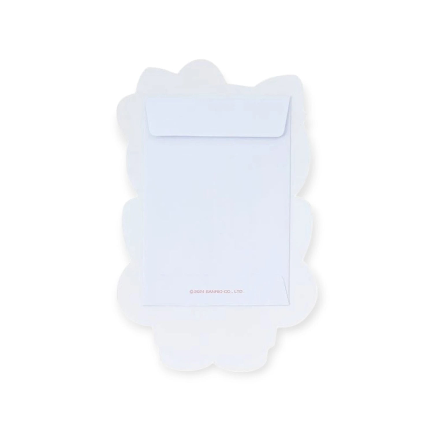 The Hello Kitty Kimono - Decorative Card Set by Hello Kitty features charming scalloped edges and an envelope-style flap, adding a playful touch to your desk—perfect for notes or messages. Photographed on a plain white background.