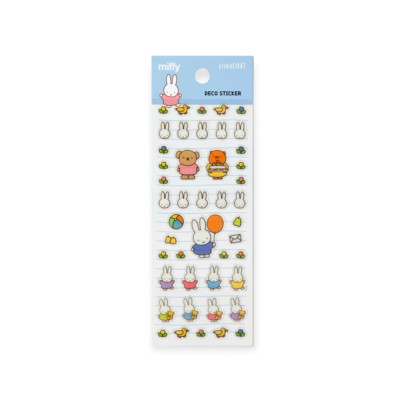 Sheet of cartoon character stickers with a blue label on a white background