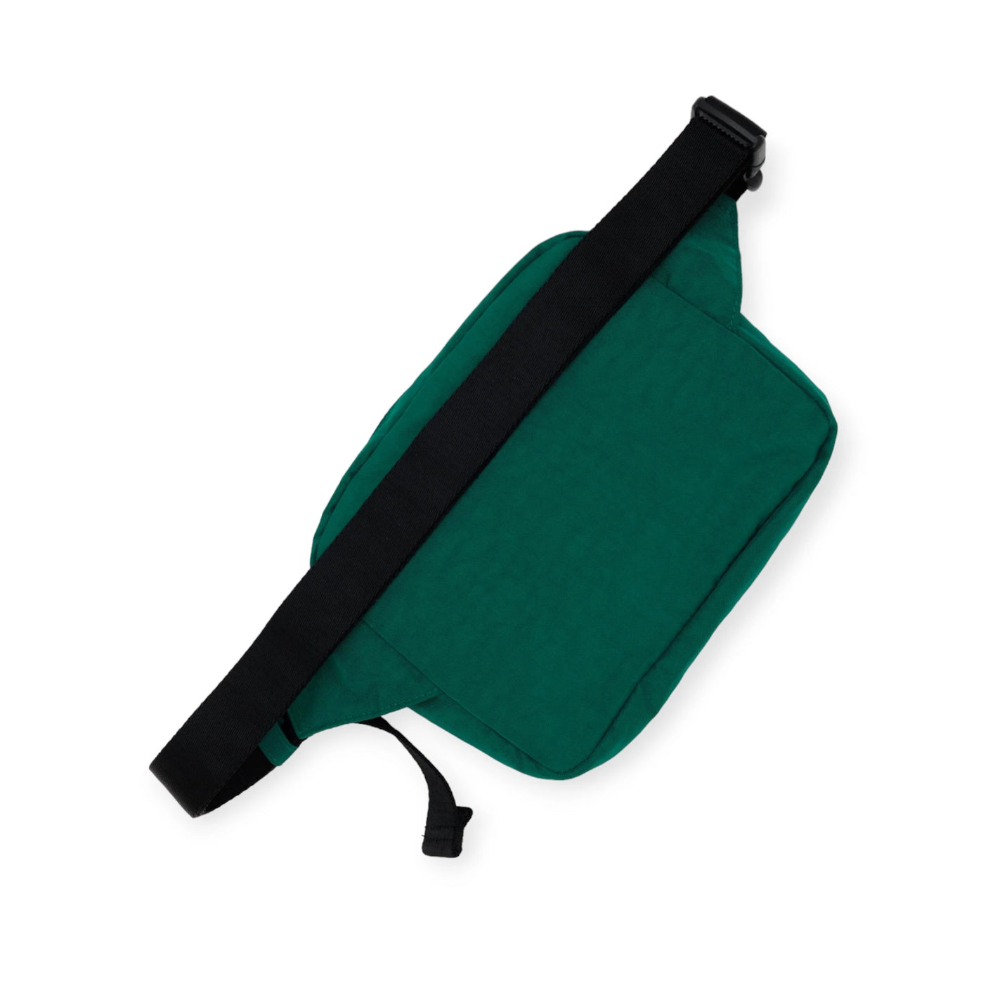 Peanuts x Baggu Fanny Pack by Baggu, a limited edition crossbody fanny pack made from recycled nylon, showcases a sleek black adjustable strap and is set against a crisp white background with a green design.