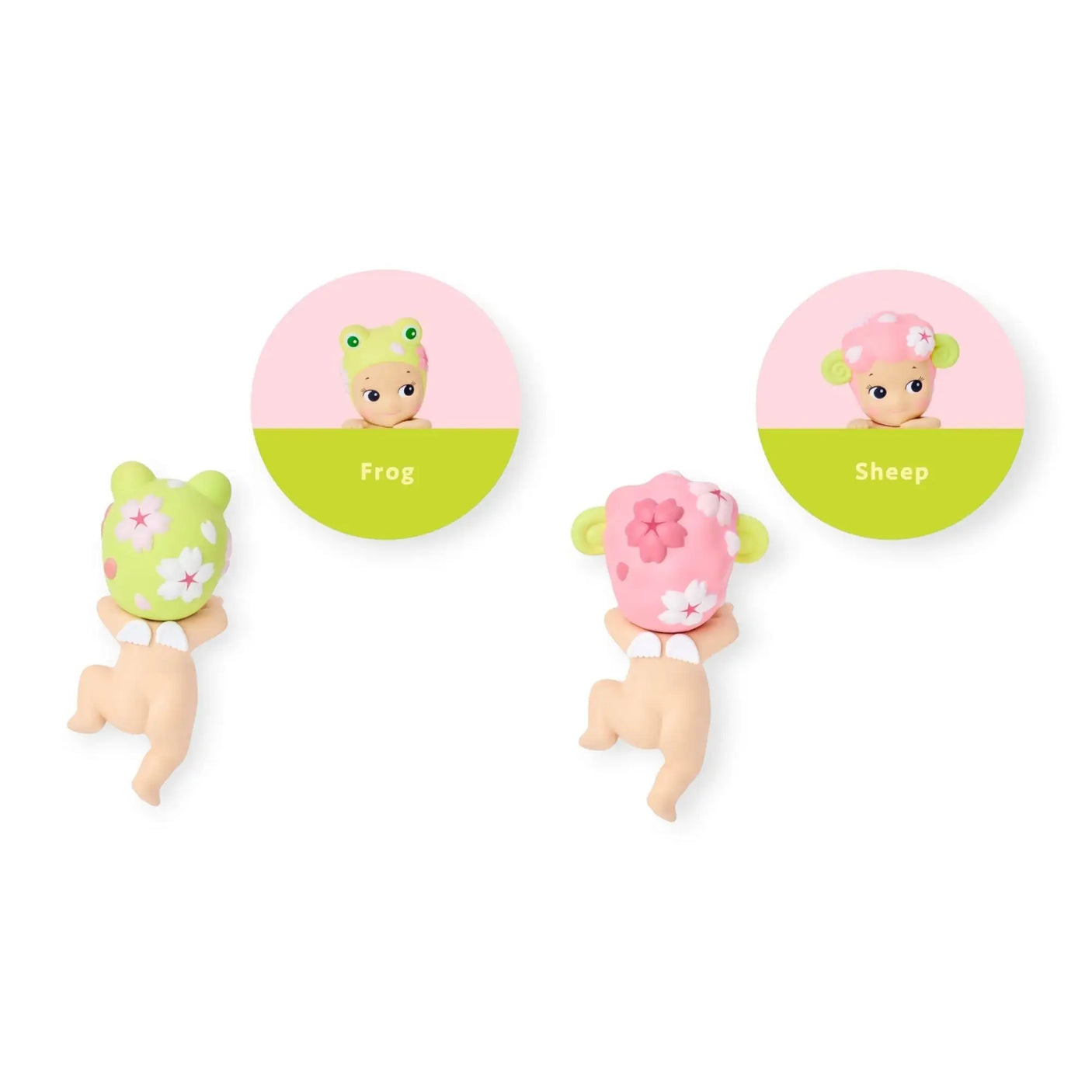 Frog and Sheep Sonny Angel Hippers animal figurines with round name icons