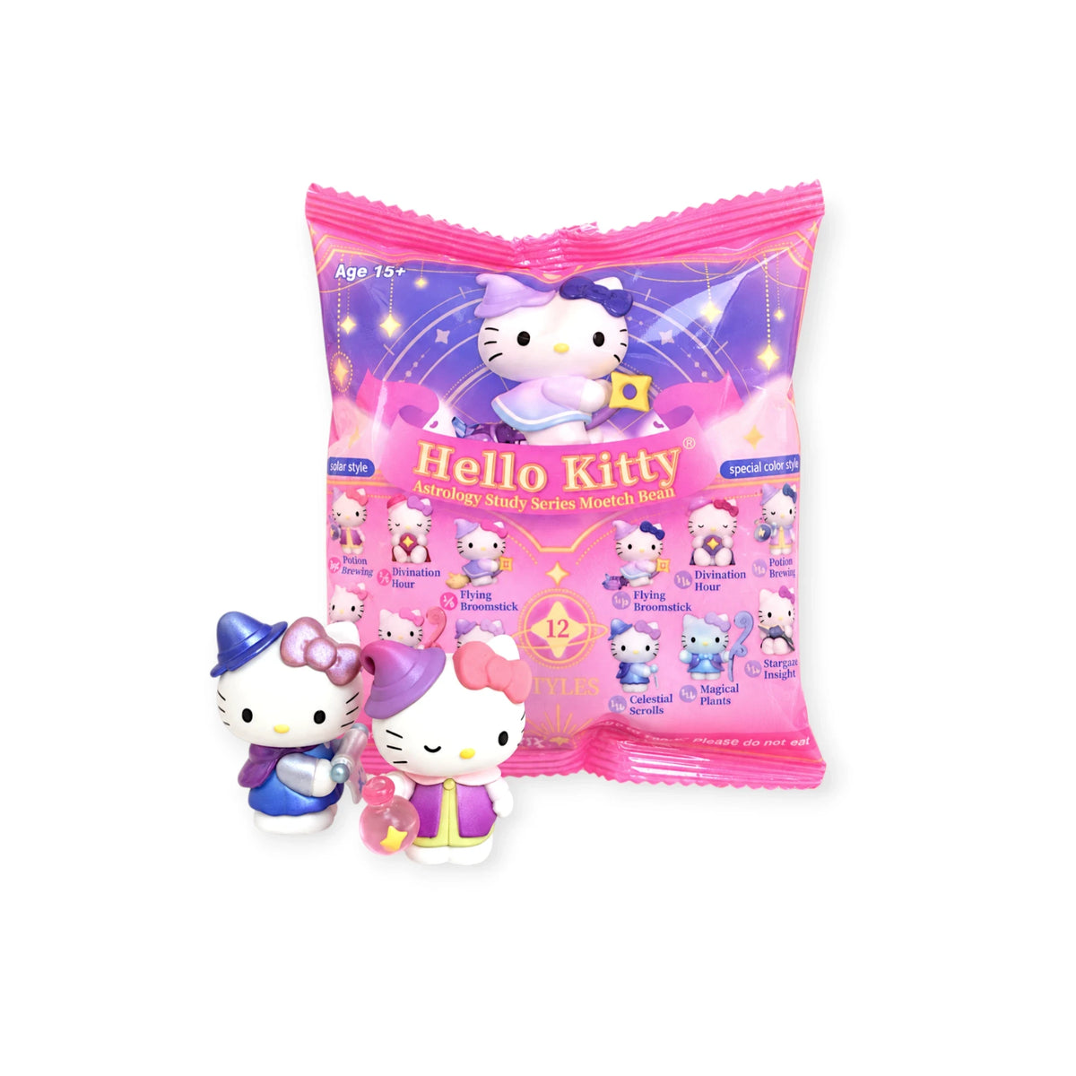 Pink Hello Kitty astrology blind bag with small Hello Kitty figurines