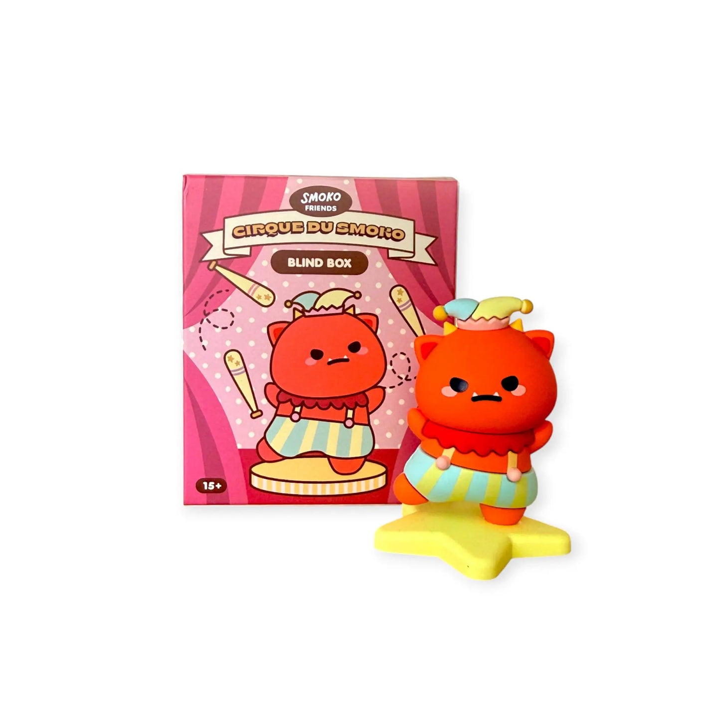 Circus-themed blind box with two cute animal figurines on display