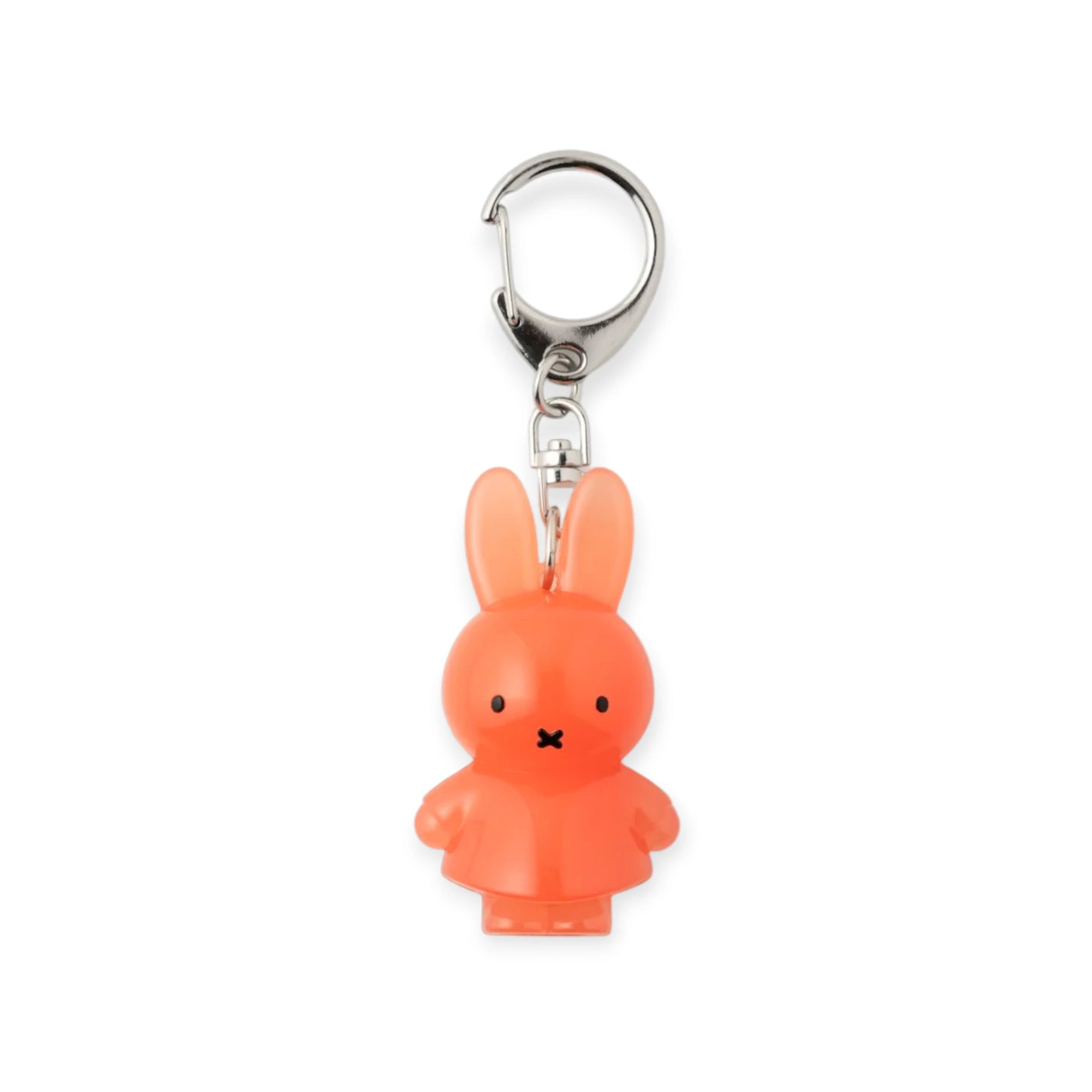 Orange jelly rabbit keychain with metal ring and clip, dangling rabbit charm