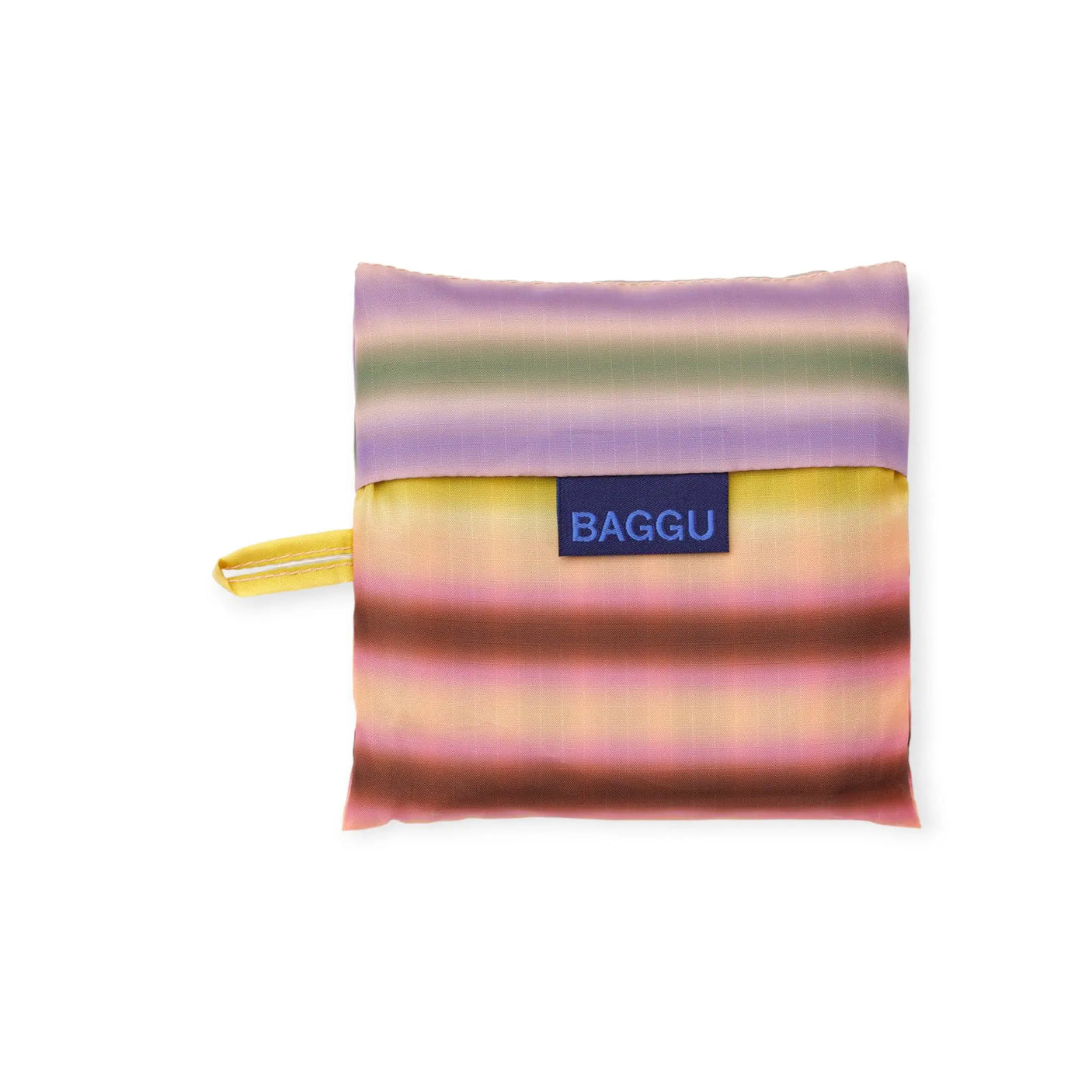 Folding pouch with gradient stripes and BAGGU label, multi-color