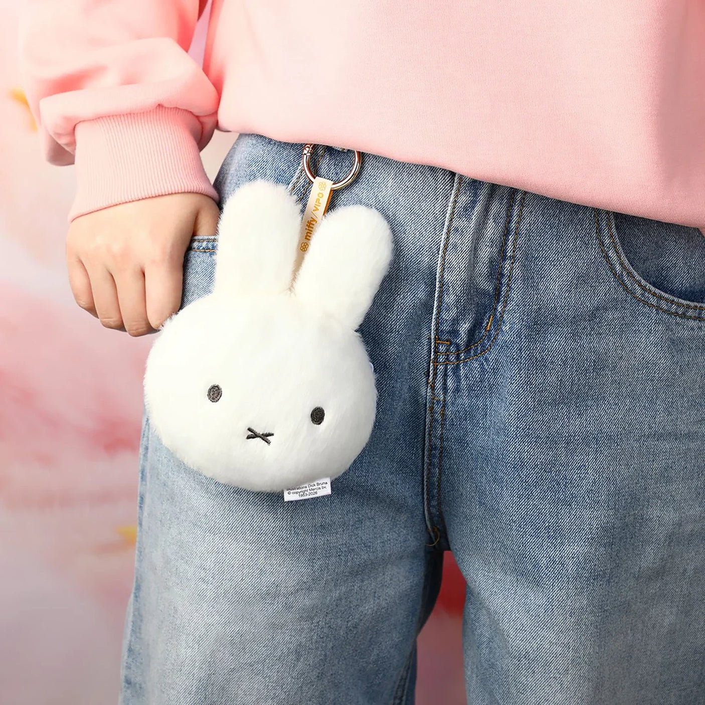 Miffy Plush Pouch Keychain - White