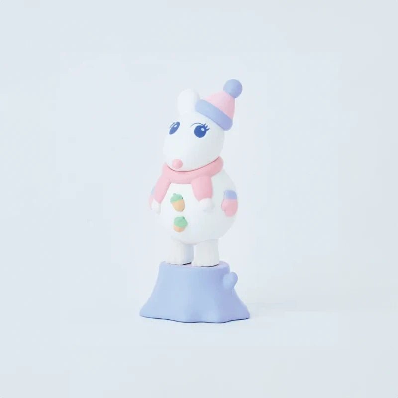 Sonny Angel Winter Wonderland mini figure in white and light blue with hat and scarf
