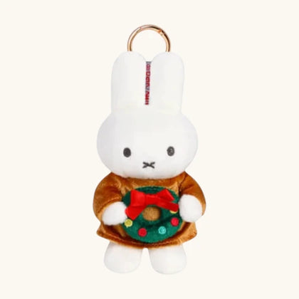 Miffy With Wreath figure from the Miffy Christmas Plush Keychain Lineup