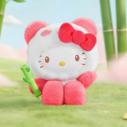 Hello Kitty Red Panda figure from the Sanrio Colourful Panda - Flocked Figure Lineup
