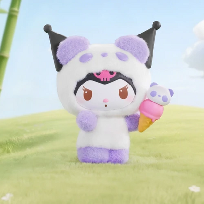Kuromi Purple Panda figure from the Sanrio Colourful Panda - Flocked Figure Lineup