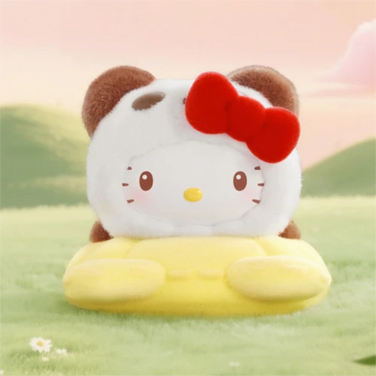 Brown Panda Hello Kitty figure from the Sanrio Colourful Panda - Flocked Figure Lineup