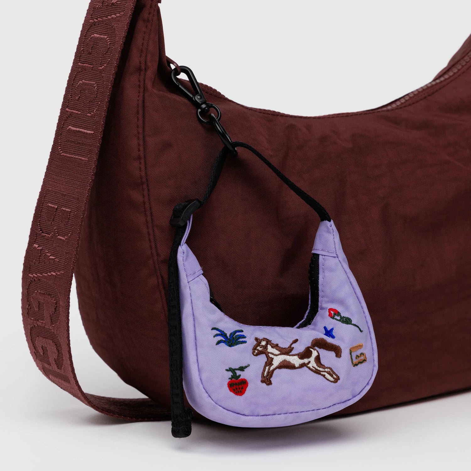 Baggu Crescent Bag Charm - Embroidered Pony