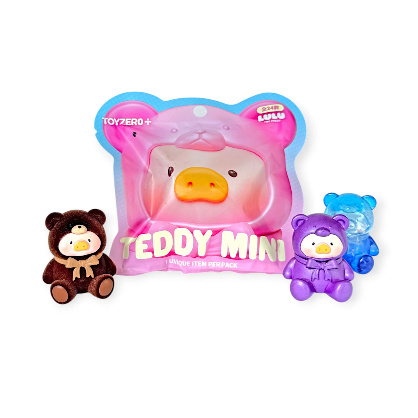 LuLu The Piggy - Mini Teddy Blind Bag with brown, purple, and blue teddy bear costume figures by ToyZero+