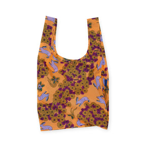 Standard Baggu Bag in Wild Rabbit pattern with purple rabbits and flowers on orange background, gallery position 1