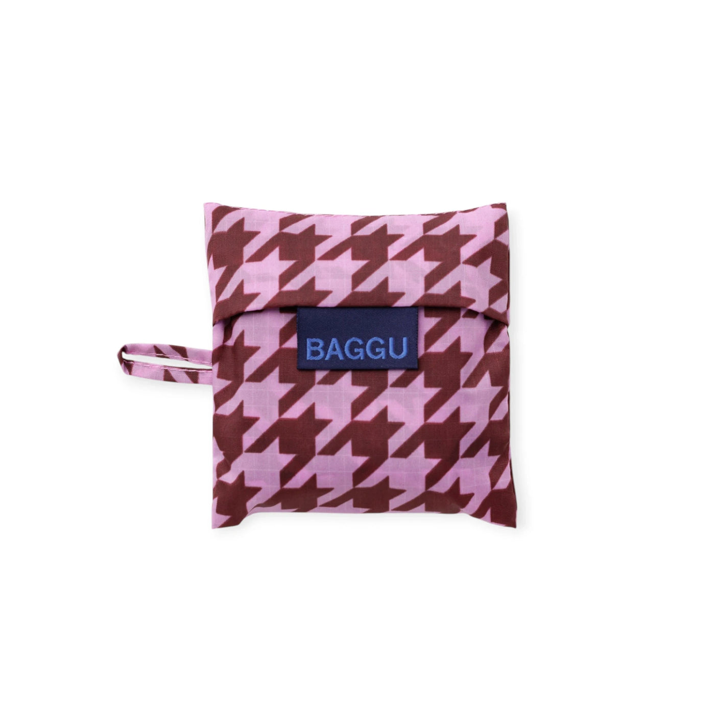 Baby Baggu baby bag in pink houndstooth with fold-over pouch and handle