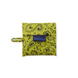 Baby Baggu reusable baby bag in chartreuse paisley with BAGGU logo and wrist strap