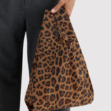 Baby Baggu leopard print tote with gathered drawstring top