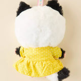 Baby Three - Kitten Wardrobe Keychain Blind Box doll in white and black cat costume with yellow polka dot dress backside view