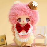 Baby Three - Liila's Chef Kitten Blind Box plush doll in pink and yellow onesie with red bow and dessert hat accessory.