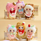 Baby Three - Liila's Chef Kitten Blind Box plush dolls in colorful animal onesies with bows and dessert-themed accessories