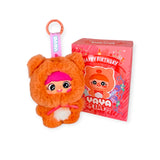 Baby Three x YAYA - Birthday Plush Pendant Blind Box featuring a plush doll in an orange animal onesie with pink hair and keychain loop