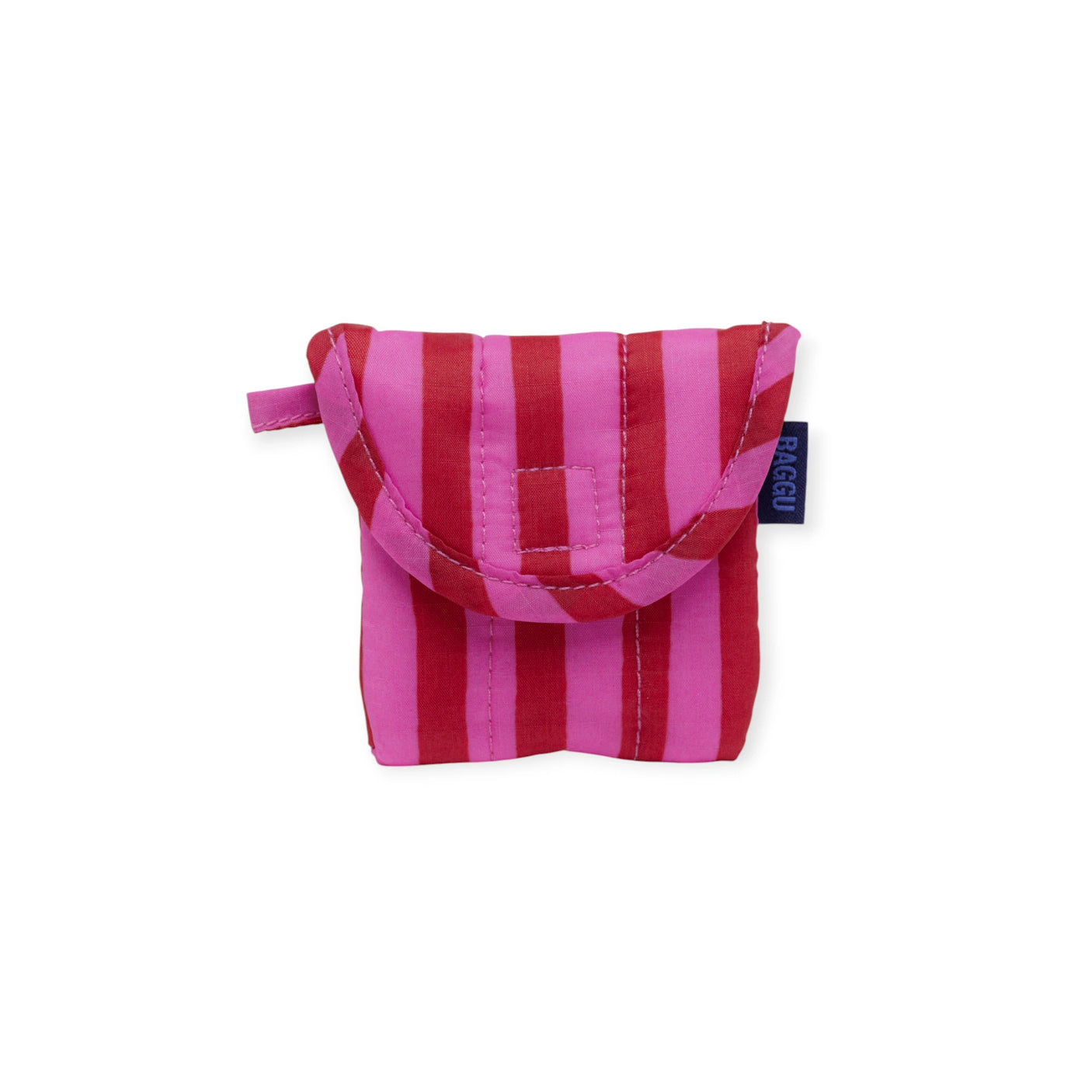 Baggu Puffy Earbuds Case - Pink & Red Stripe