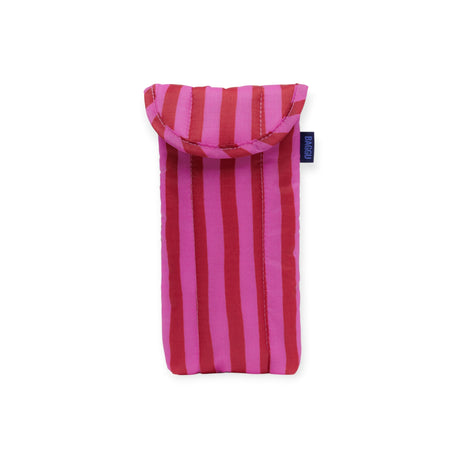 Baggu Puffy Glasses Sleeve - Pink & Red Stripe