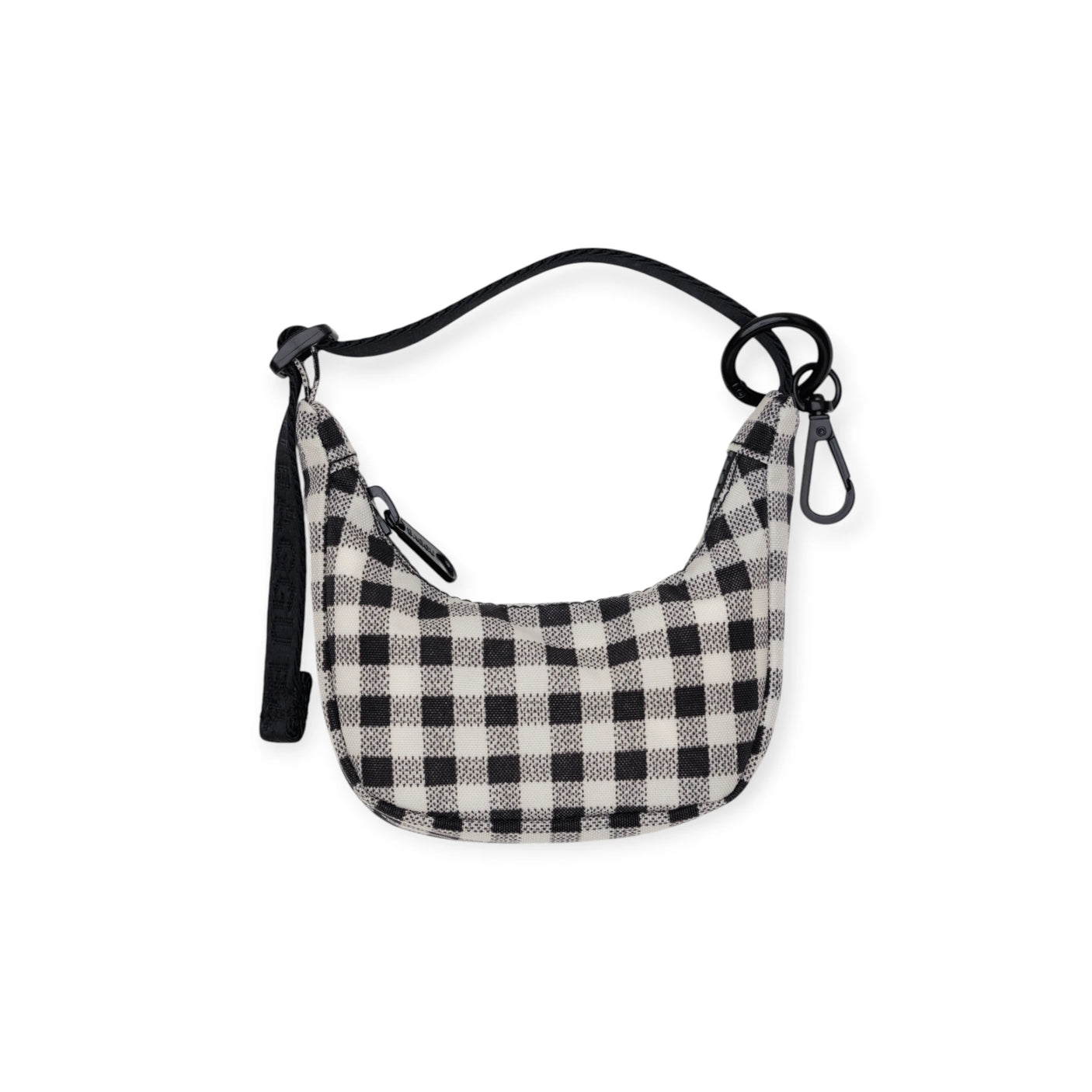 Baggu Crescent Bag Charm - Black &
  White Gingham