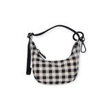 Baggu Crescent Bag Charm - Black &
  White Gingham