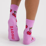 Baggu Crew Socks - Strawberry Blossom