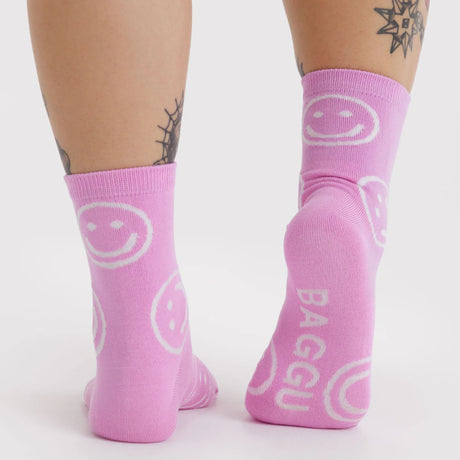Baggu Crew Socks - Pink Happy
