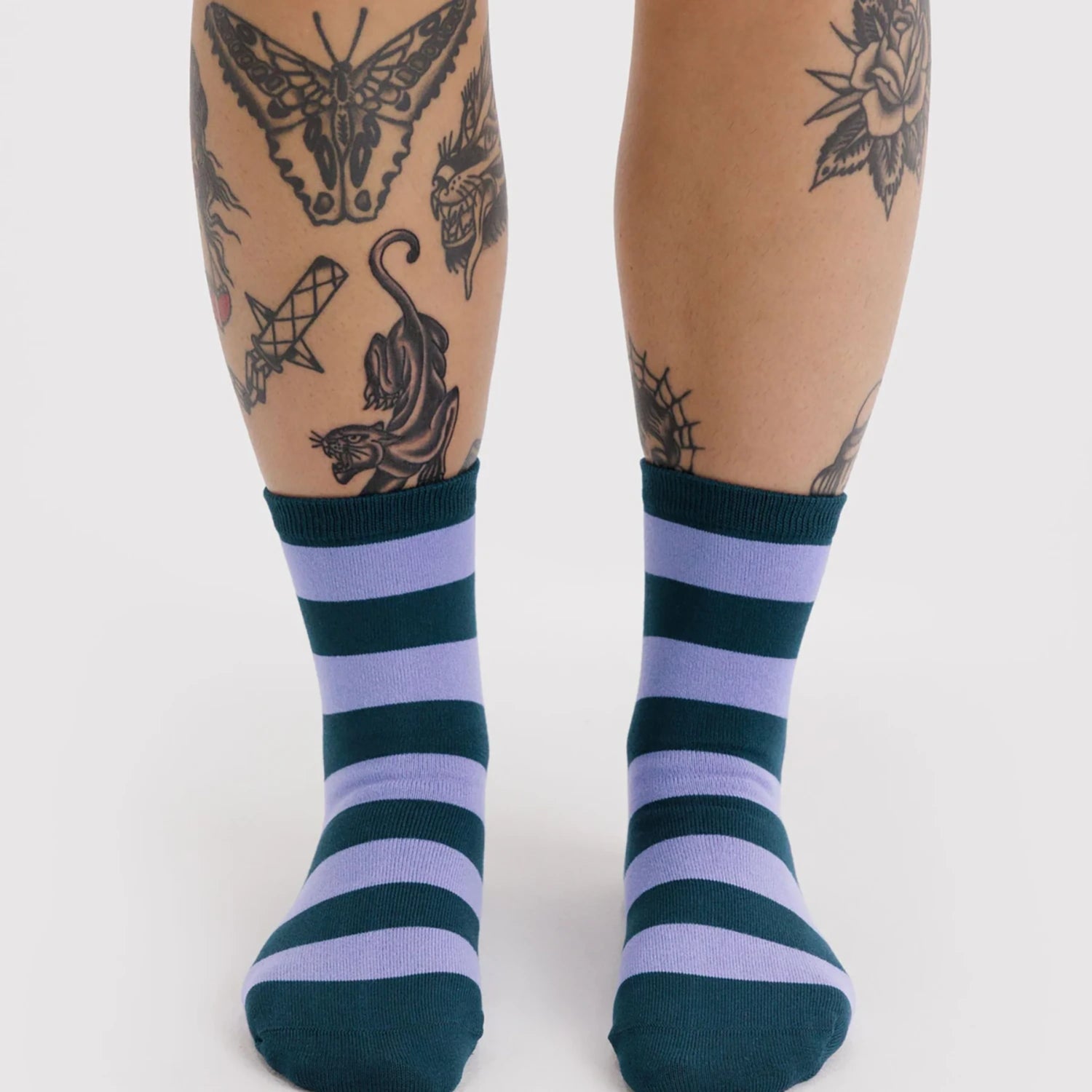 Baggu Crew Socks - Malachite Stripe