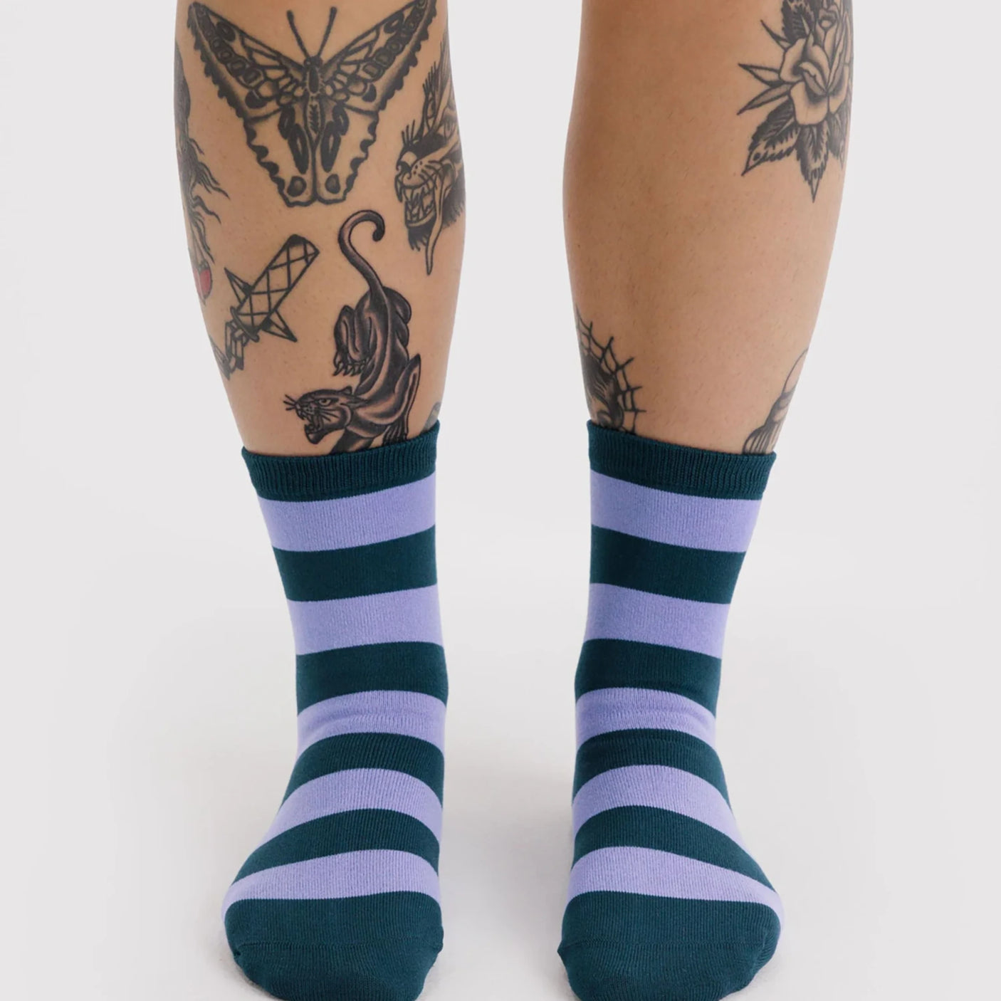 Baggu Crew Socks - Malachite Stripe