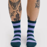 Baggu Crew Socks - Malachite Stripe