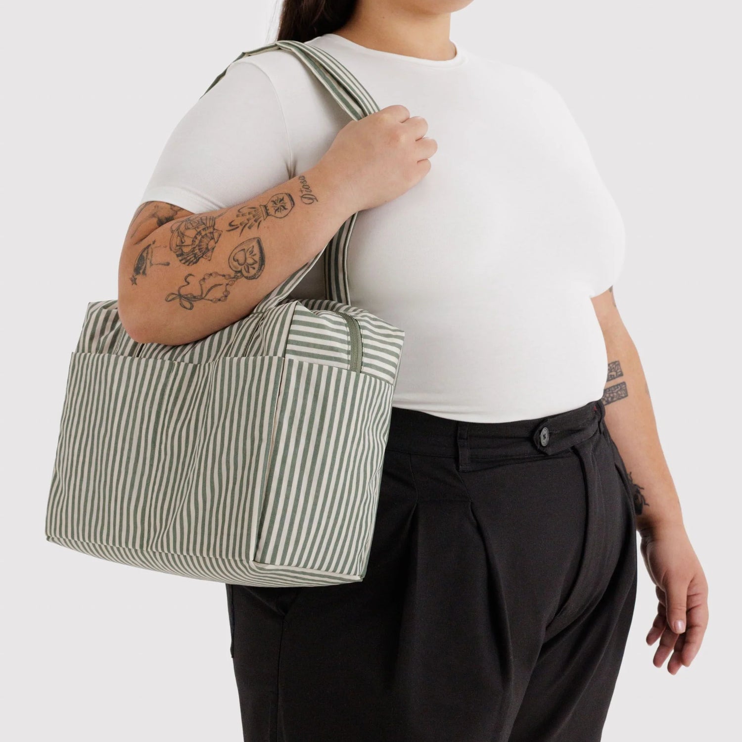 Baggu Everyday Cloud Bag - Sage Stripe