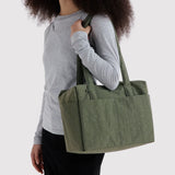 Baggu tote bag in olive green with long handles and open top