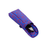 Mini puffy glasses case, cobalt blue smiley face print with glasses inside