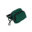 A small green recycled heavyweight nylon Baggu Fanny Pack Charm with a black zipper, keyring, and detachable strap clip is elegantly set against a white background.