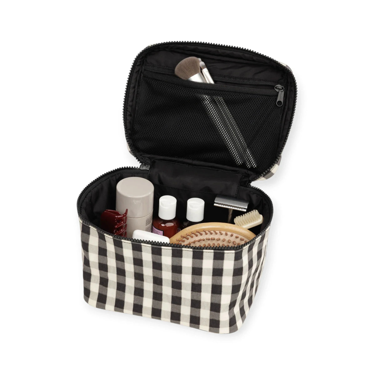 Baggu Large Cosmetic Case - Black & Cream Gingham