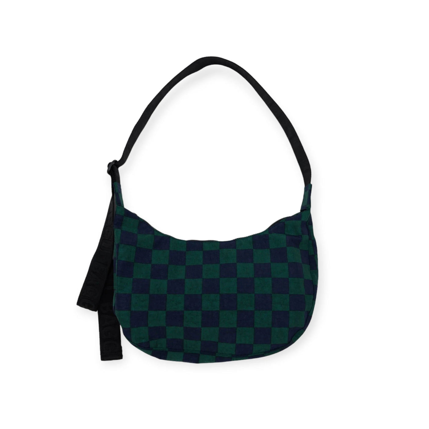 Baggu Medium Nylon Crescent - Navy Green Check