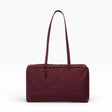 Medium nylon bowler bag, mahogany with top handles and zip closure
