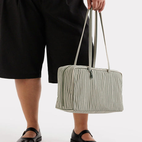 Baggu Medium Nylon Bowler Bag - Sage Stripe