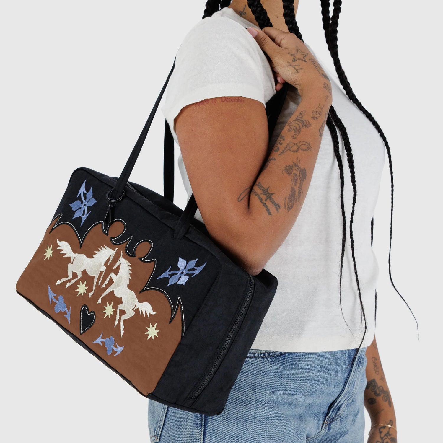 Baggu Medium Nylon Bowler Bag - Western Applique