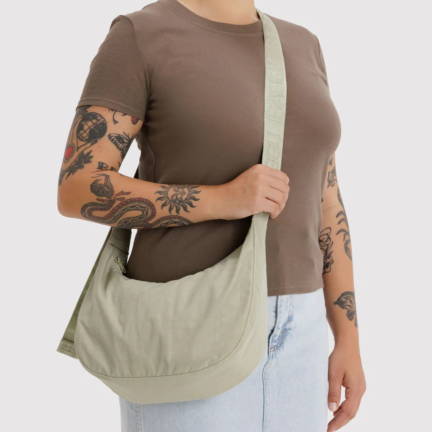Baggu Medium Nylon Crescent Bag - Celadon