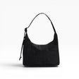 Baggu mini nylon shoulder bag, black; slouchy hobo shape with long shoulder handles