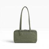 Baggu nylon bowler bag in olive green, rectangular shape with top handles